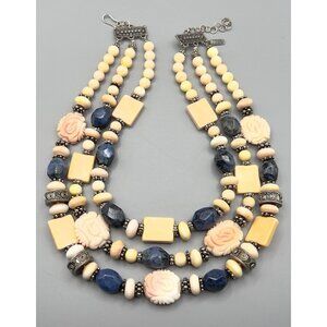 VTG PAIGE WALLACE For MARUSHKA Angel Skin Coral N Lapis Necklace With Sterling